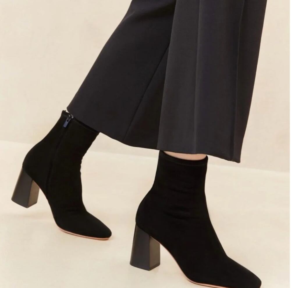 Loeffler Randall Elise Black Bootie 9 NWT Black Suede Heel Quiet Luxury Glam
